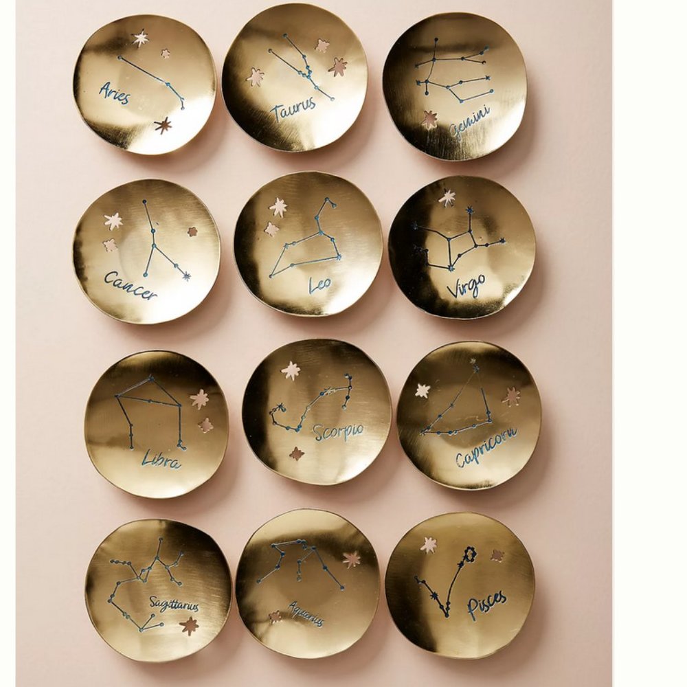 ANTHROPOLOGIE LIBRA Zodiac Rustic Hammered Trinket Dish